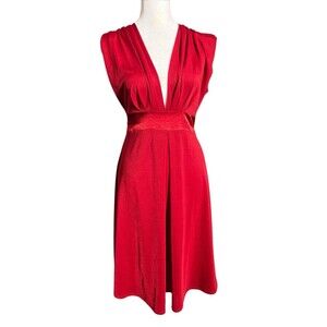 Vtg Mystic Red Sleeveless Fit & Flare Babydoll Dress Women's Sz M